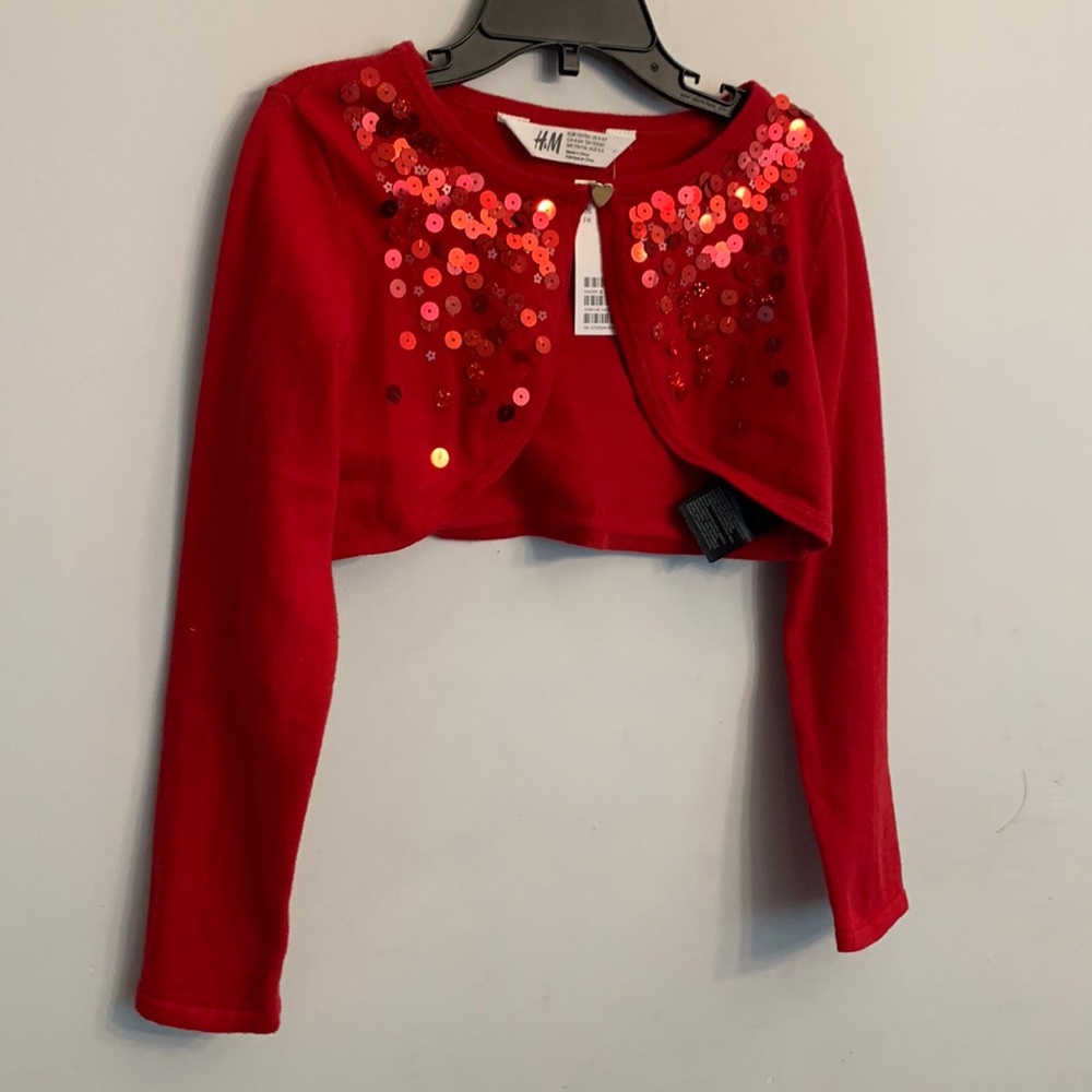 H&M Girls Red Crop Jacket Size 4-6